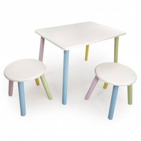 Детский комплект стол и два табурета круглых  (Белый, Белый, Цветной) в Златоусте - zlatoust.mebel-74.com | фото