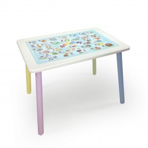Детский стол с накладкой Алфавит (Белый/Цветной) в Златоусте - zlatoust.mebel-74.com | фото