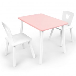 Комплект детской мебели стол и два стула Корона  (Розовый/Белый/Белый) в Златоусте - zlatoust.mebel-74.com | фото