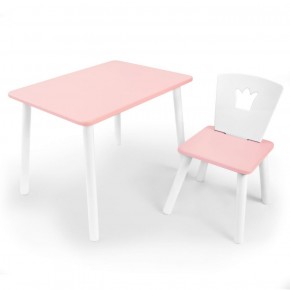 Комплект детской мебели стол и стул Корона (Розовый/Розовый/Белый) в Златоусте - zlatoust.mebel-74.com | фото