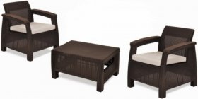 Комплект мебели Корфу Уикенд (Corfu Weekend) коричневый - серо-бежевый * в Златоусте - zlatoust.mebel-74.com | фото