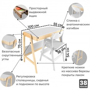 Комплект растущий стол и стул 38 попугаев «Вуди» (Белый, Без покрытия) в Златоусте - zlatoust.mebel-74.com | фото