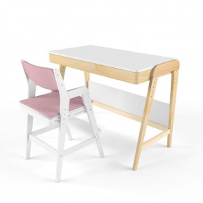 Комплект растущий стол и стул с чехлом 38 попугаев «Вуди» (Белый, Белый, Розовый) в Златоусте - zlatoust.mebel-74.com | фото
