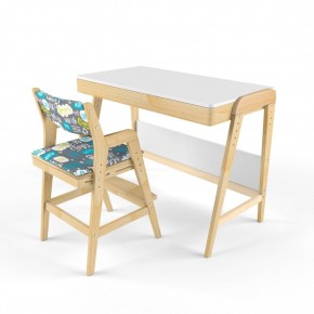 Комплект растущий стол и стул с чехлом 38 попугаев «Вуди» (Белый, Береза, Салют) в Златоусте - zlatoust.mebel-74.com | фото