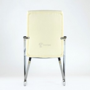 Кресло Barneo K-25 для посетителей и переговорных (хром, бежевая экокожа) в Златоусте - zlatoust.mebel-74.com | фото