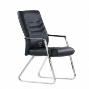 Кресло Barneo K-25 для посетителей и переговорных (хром, черная экокожа) в Златоусте - zlatoust.mebel-74.com | фото