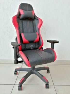 Кресло геймерское Barneo K-52 (черная экокожа красные вставки) в Златоусте - zlatoust.mebel-74.com | фото