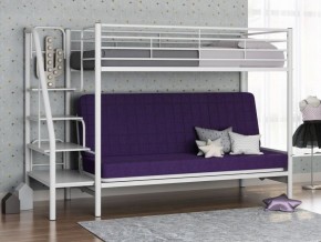 Кровать двухъярусная с диваном "Мадлен-3" (Белый/Фиолетовы) в Златоусте - zlatoust.mebel-74.com | фото