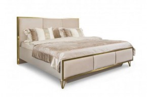 Кровать Lara 1600 с мягким изголовьем + основание (бежевый глянец) в Златоусте - zlatoust.mebel-74.com | фото