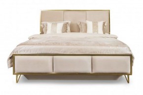 Кровать Lara 1600 с мягким изголовьем + основание (бежевый глянец) в Златоусте - zlatoust.mebel-74.com | фото
