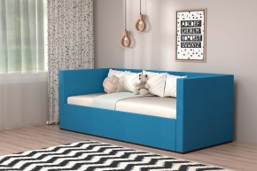 Кровать с ПМ (арт.030) (с/м 900*2000мм) (б/матр), ткань синяя в Златоусте - zlatoust.mebel-74.com | фото