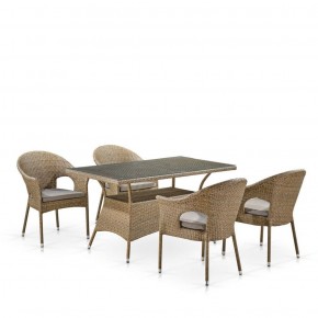 Обеденный комплект плетеной мебели T198B/Y79B-W56 Light Brown (4+1) в Златоусте - zlatoust.mebel-74.com | фото