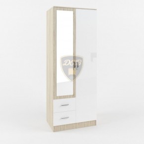 Шкаф 2-х створчатый с зеркалом Софи СШК 800.3 (дуб сонома/белый глянец) в Златоусте - zlatoust.mebel-74.com | фото