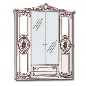 Шкаф 4-х дверный с зеркалами (01.144) Роза (могано) в Златоусте - zlatoust.mebel-74.com | фото