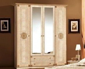 Шкаф 4-х дверный с зеркалами (02.144) Рома (беж) в Златоусте - zlatoust.mebel-74.com | фото