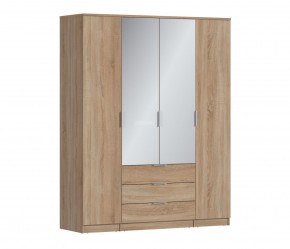 Шкаф 4х дверный с зеркалами Николь СБ-2595/1 (Дуб Сонома) в Златоусте - zlatoust.mebel-74.com | фото