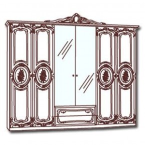 Шкаф 6-и дверный с зеркалами (01.146) Роза (могано) в Златоусте - zlatoust.mebel-74.com | фото
