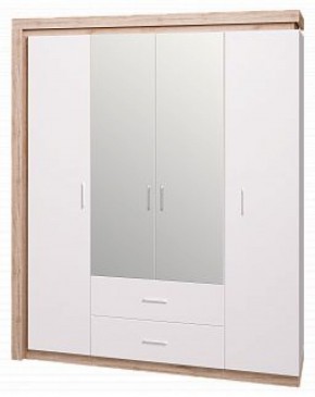 Шкаф для одежды с ящиками 4-х створчатый с зеркалом Люмен 16 в Златоусте - zlatoust.mebel-74.com | фото