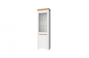Шкаф с витриной  1V1D, TAURUS, цвет белый/дуб вотан в Златоусте - zlatoust.mebel-74.com | фото