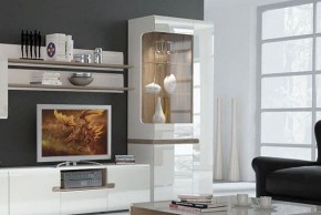 Шкаф с витриной 3D/TYP 01L, LINATE ,цвет белый/сонома трюфель в Златоусте - zlatoust.mebel-74.com | фото