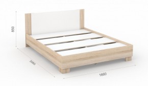 Спальня Аврора Кровать 160 со встроенным основанием под матрас Дуб сонома/Белый в Златоусте - zlatoust.mebel-74.com | фото
