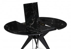 Стол стеклянный Рикла 110(150)х110х76 черный мрамор / черный в Златоусте - zlatoust.mebel-74.com | фото